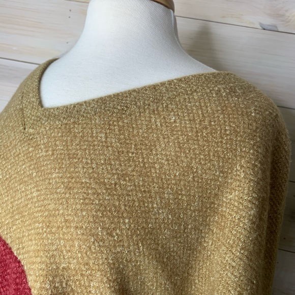 Tan Red Charcoal Colorblock Long Sleeve Sweater - Picture 3 of 8